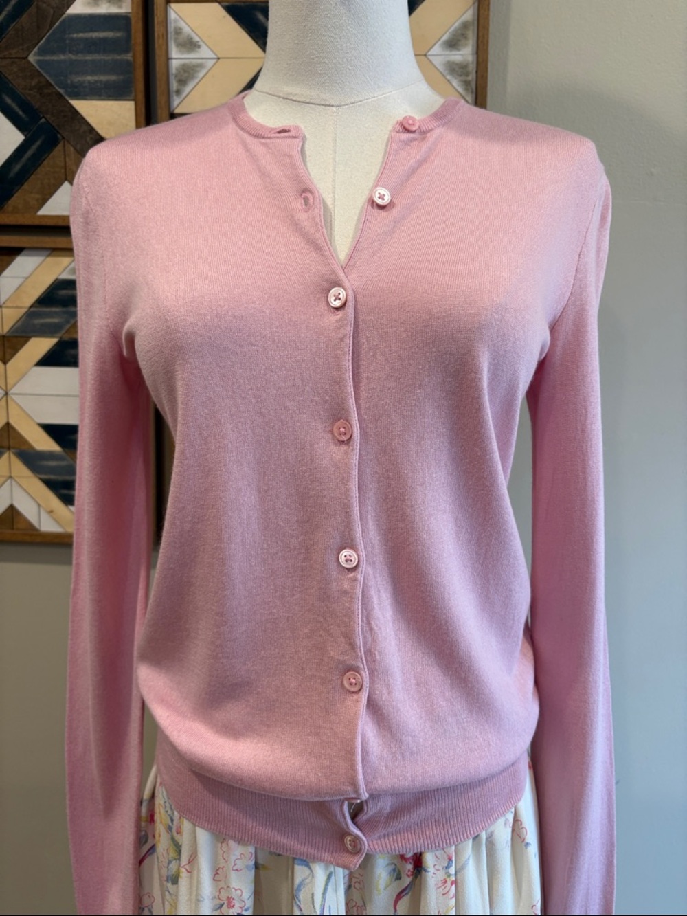 Vintage Ralph Lauren Collection Light Pink Button-Up Cardigan Sweater size Small - Picture 2 of 8